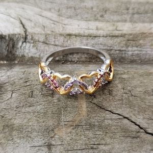 Intertwined Heart Ring with Rhinestones